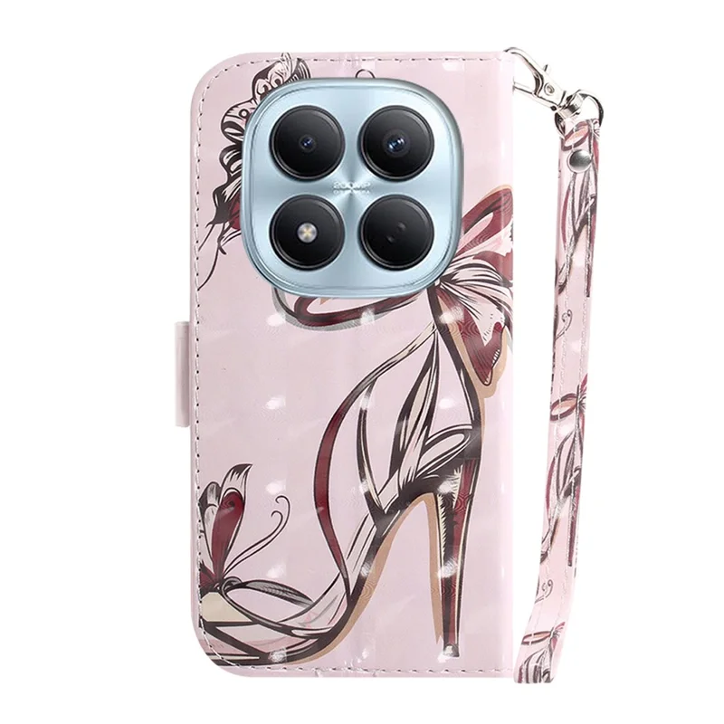 For Xiaomi Redmi Note 15 Pro 4G (Global) Case Pattern Printing Leather Wallet Phone Cover with Wrist Strap - Butterfly High Heels