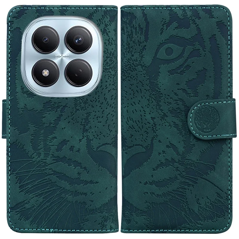 For Xiaomi Redmi Note 15 Pro 4G (Global) Case Tiger Imprint Leather Wallet Phone Cover - Green