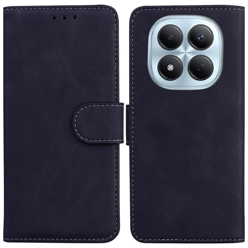 For Xiaomi Redmi Note 15 Pro 4G (Global) Case Solid Color Leather Wallet Phone Cover - Black