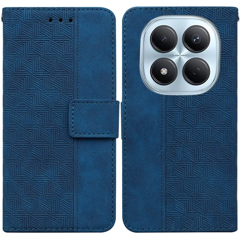 For Xiaomi Redmi Note 15 Pro 4G (Global) Case Geometry Pattern Leather Wallet Phone Cover with Wrist Strap - Blue