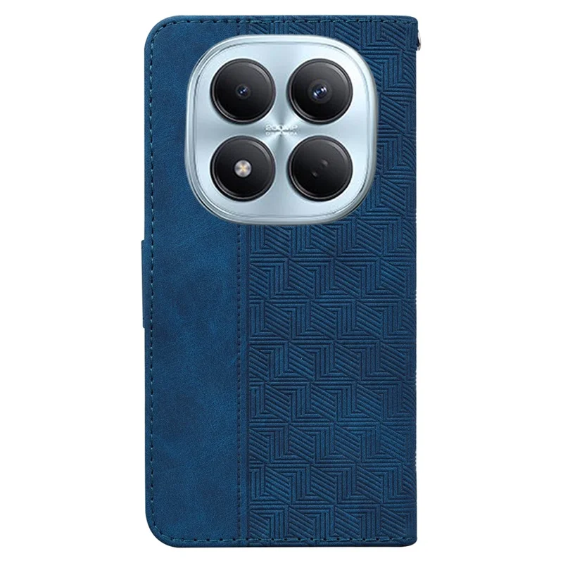 For Xiaomi Redmi Note 15 Pro 4G (Global) Case Geometry Pattern Leather Wallet Phone Cover with Wrist Strap - Blue