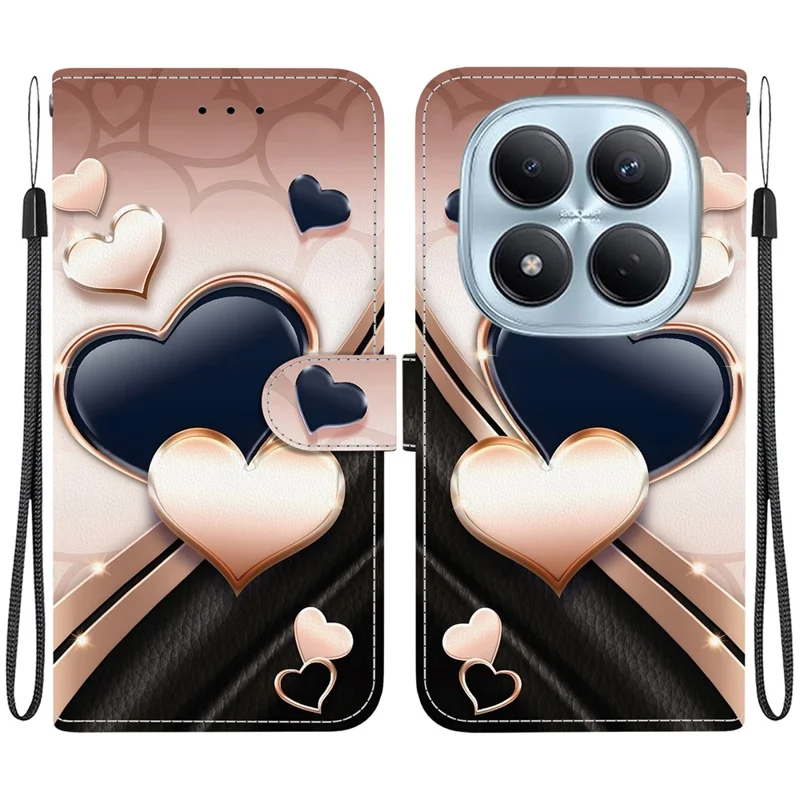 For Xiaomi Redmi Note 15 Pro 4G (Global) Leather Case Stand Wallet Pattern Printing Phone Cover with Wrist Strap - Love