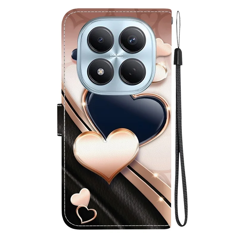 For Xiaomi Redmi Note 15 Pro 4G (Global) Leather Case Stand Wallet Pattern Printing Phone Cover with Wrist Strap - Love