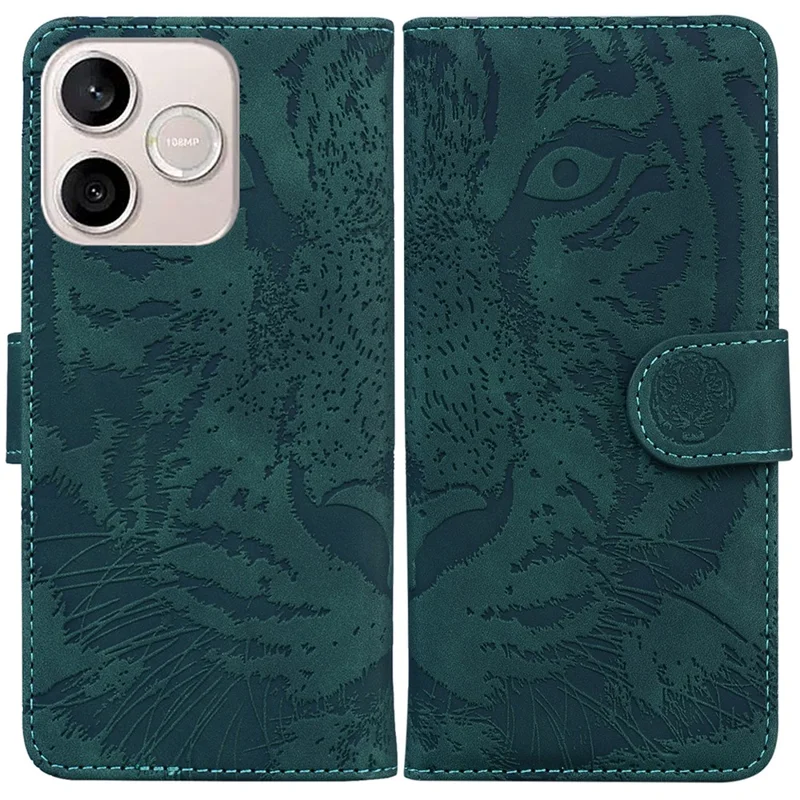 For Honor 600 Lite 5G Case Tiger Imprint Leather Wallet Phone Cover - Green