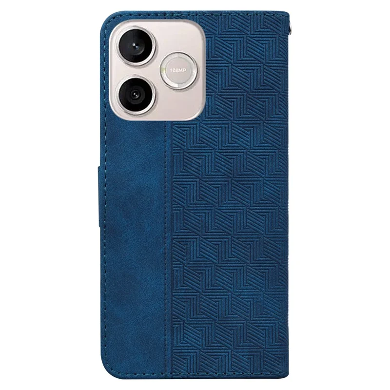 For Honor 600 Lite 5G Case Geometry Pattern Leather Wallet Phone Cover with Wrist Strap - Blue