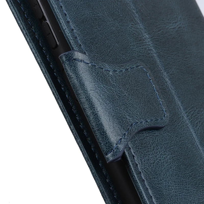 For Samsung Galaxy A54 5G Scratch Resistant Crazy Horse Texture Phone Stand Case PU Leather + TPU Wallet Protective Phone Cover - Blue