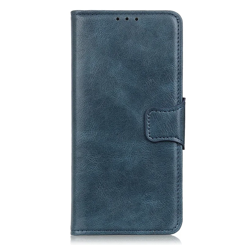 For Samsung Galaxy A54 5G Scratch Resistant Crazy Horse Texture Phone Stand Case PU Leather + TPU Wallet Protective Phone Cover - Blue
