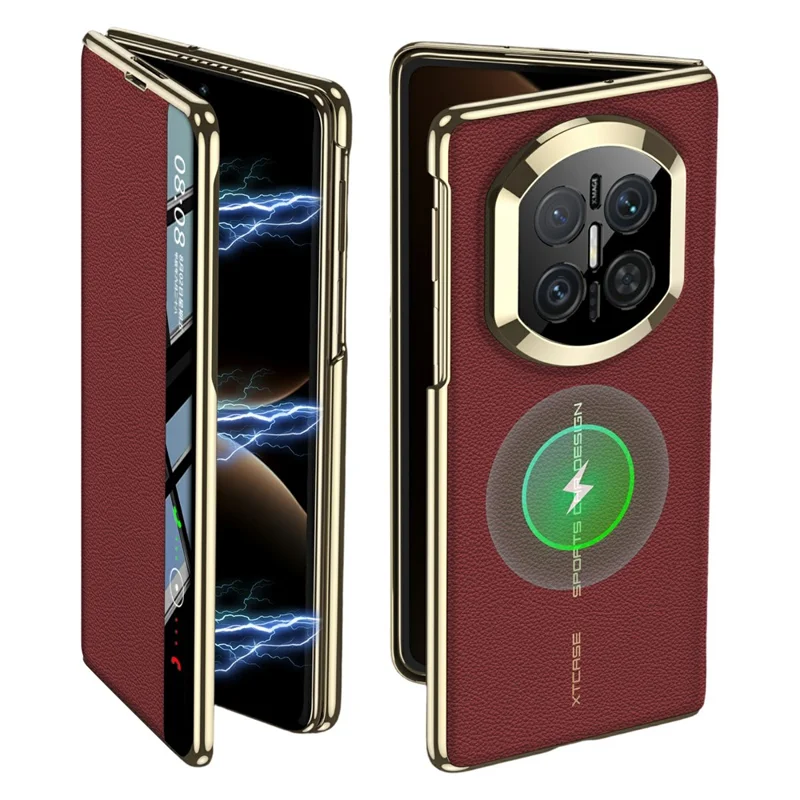 GKK per Huawei Mate X7 Flip Custodia in Pelle con Tecnologia Finestra Smart Copertura Antiurto - Rosso