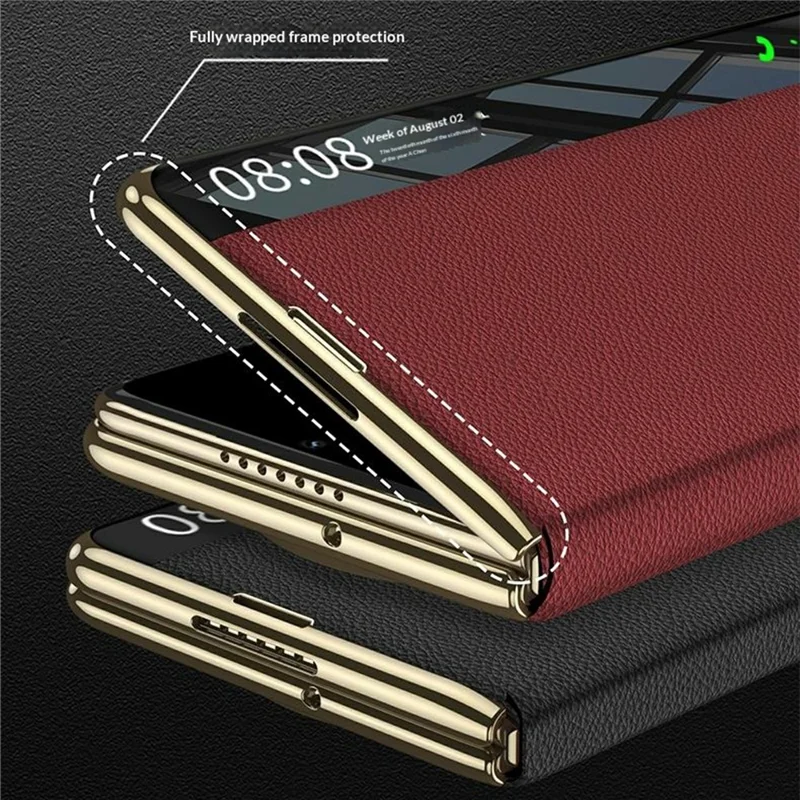 GKK per Huawei Mate X7 Flip Custodia in Pelle con Tecnologia Finestra Smart Copertura Antiurto - Rosso