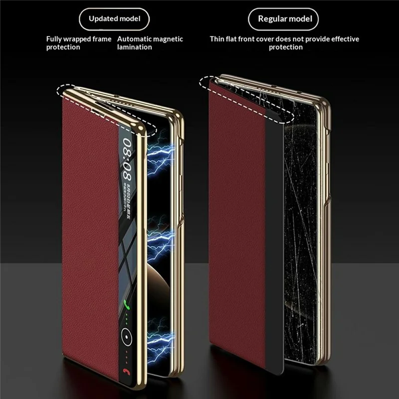 GKK per Huawei Mate X7 Flip Custodia in Pelle con Tecnologia Finestra Smart Copertura Antiurto - Rosso