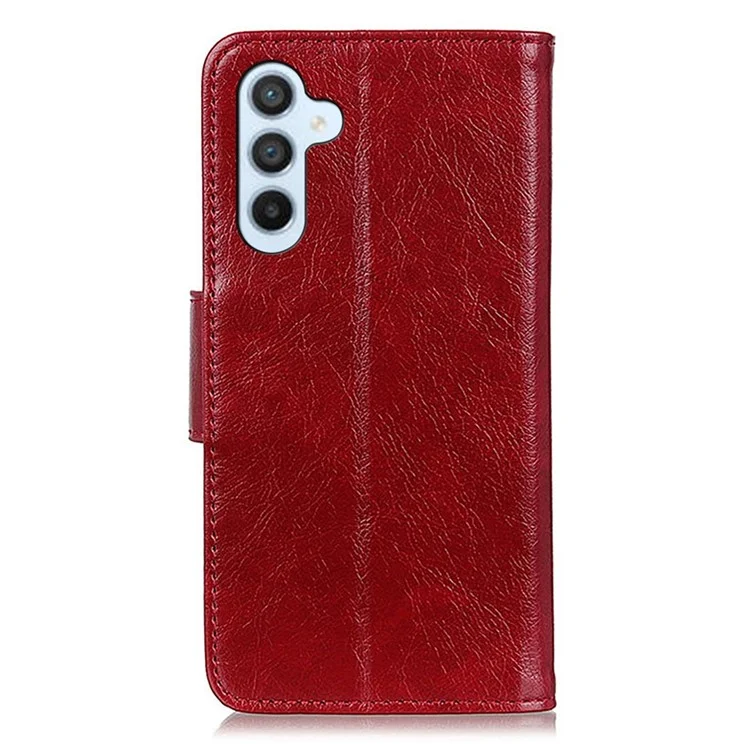 Para Samsung Galaxy A54 5G Nappa Texture Split Leather Phone Case Viewing Stand Wallet Cell Phone Cover - Rojo