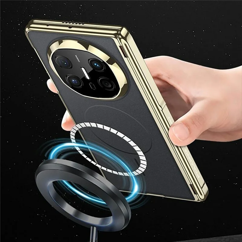 GKK pour Huawei Mate X6 étui magnétique double axe central AG Phantom avec support latéral - Noir