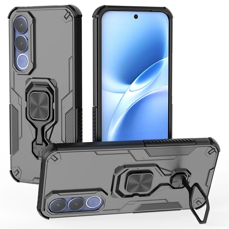 Чехол для vivo V70 FE 5G поворотный кольцевой подставкой PC + TPU ударопрочный чехол для телефона - черный