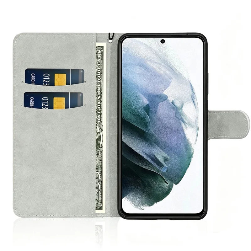 For Samsung Galaxy A27 Case PU Leather Wallet Card Slots Glitter Phone Cover - Black