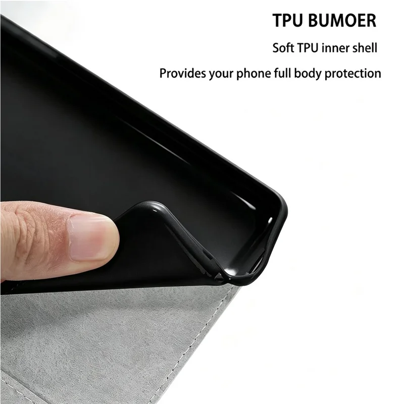 For Samsung Galaxy A27 Case PU Leather Wallet Card Slots Glitter Phone Cover - Black