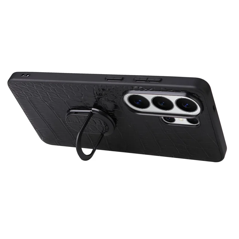 For Samsung Galaxy S26 Ultra Case Kickstand Leather + TPU + PC Phone Back Cover - Crocodile Texture