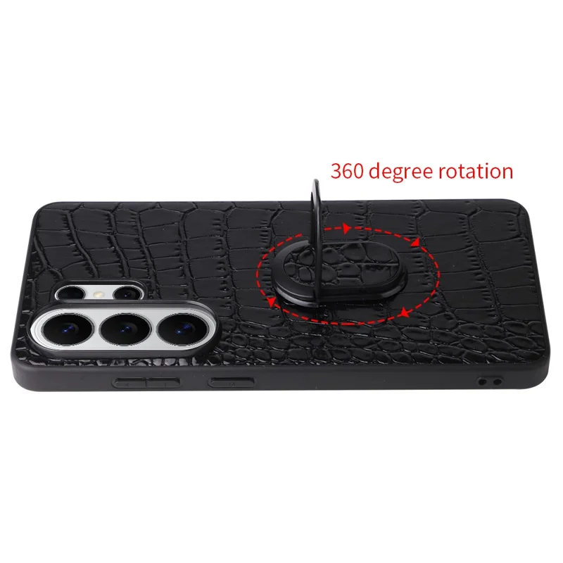 For Samsung Galaxy S25 Ultra Case Kickstand Leather + TPU + PC Phone Back Cover - Crocodile Texture