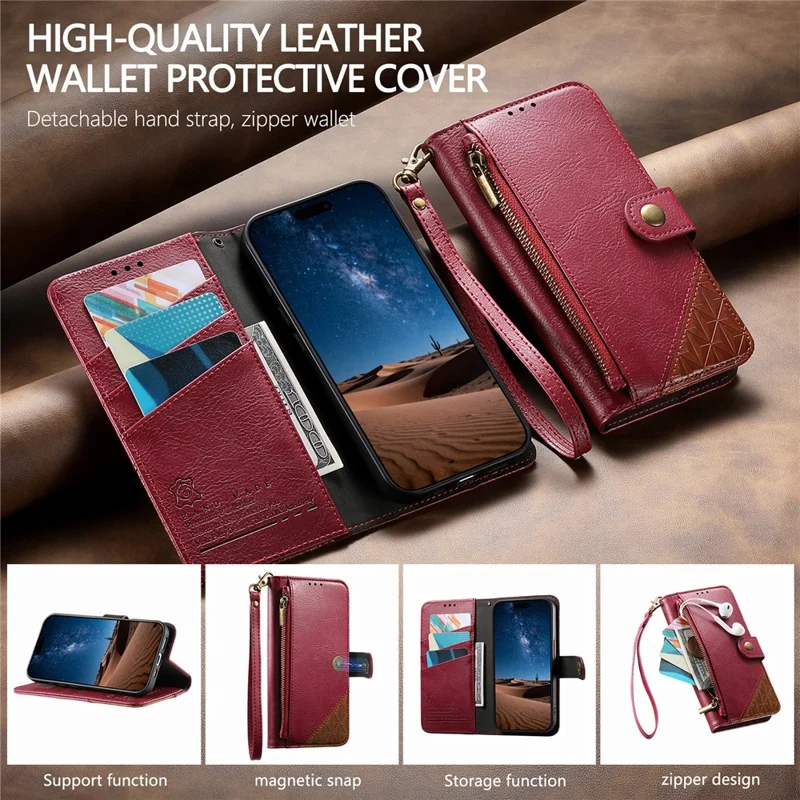 For Nothing Phone (3a) Lite 5G Case Color Splicing TPU PU Leather Flip Shockproof Phone Cover with Wrist Strap - Red