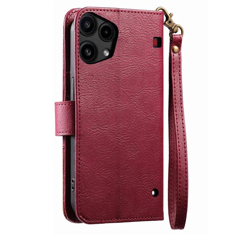 For Nothing Phone (3a) Lite 5G Case Color Splicing TPU PU Leather Flip Shockproof Phone Cover with Wrist Strap - Red