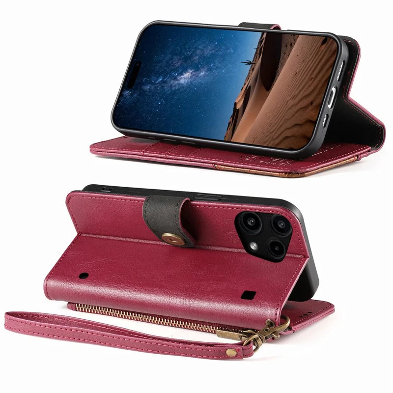 For Nothing Phone (3a) Lite 5G Case Color Splicing TPU PU Leather Flip Shockproof Phone Cover with Wrist Strap - Red