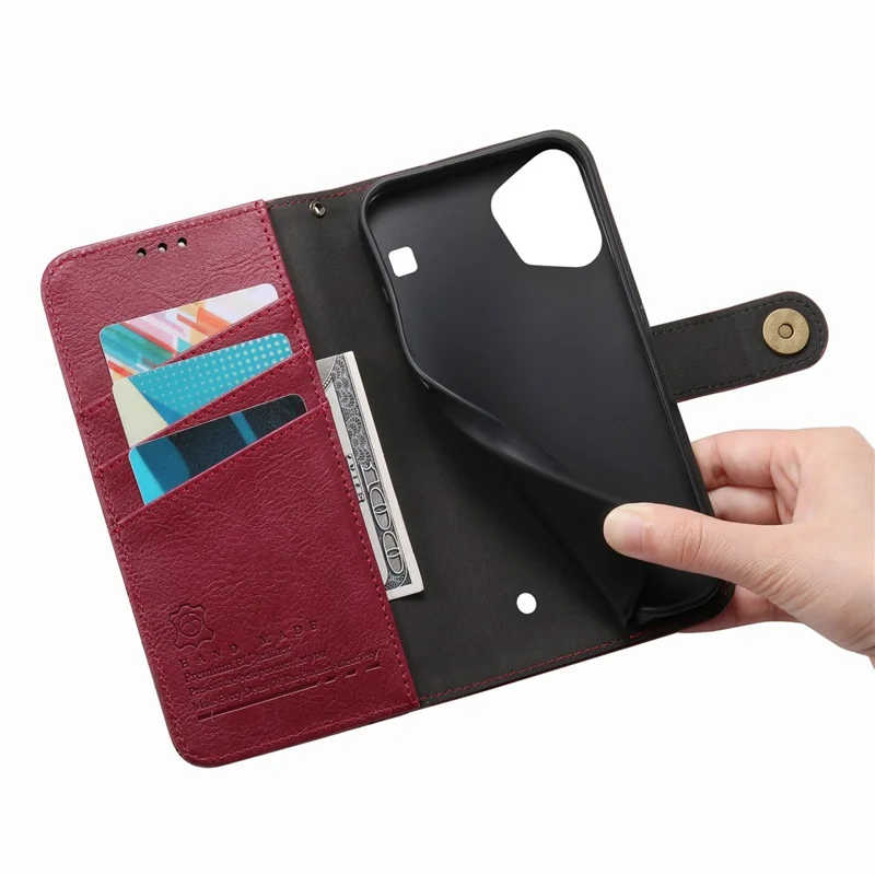 For Nothing Phone (3a) Lite 5G Case Color Splicing TPU PU Leather Flip Shockproof Phone Cover with Wrist Strap - Red