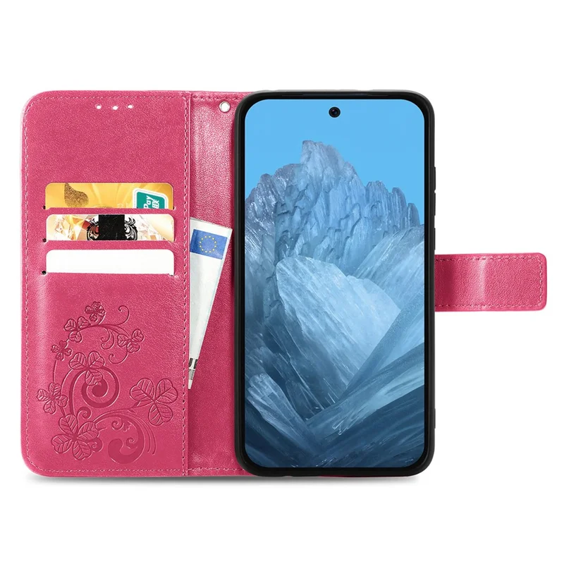 For Nothing Phone (3a) Lite 5G Leather Case Four-Leaf Clover Wallet Phone Cover - Rose