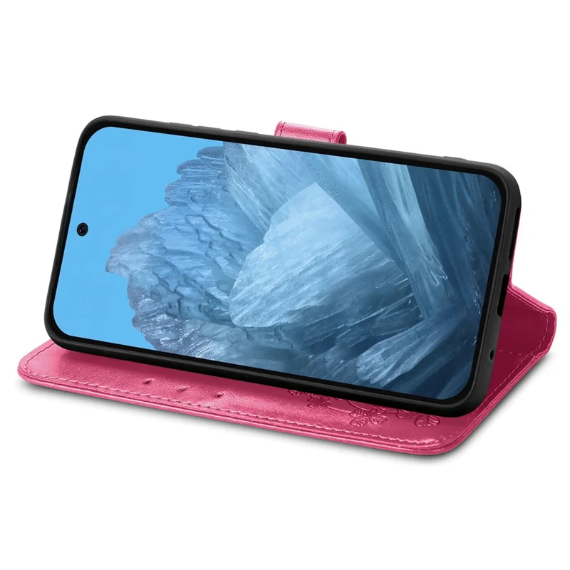 For Nothing Phone (3a) Lite 5G Leather Case Four-Leaf Clover Wallet Phone Cover - Rose