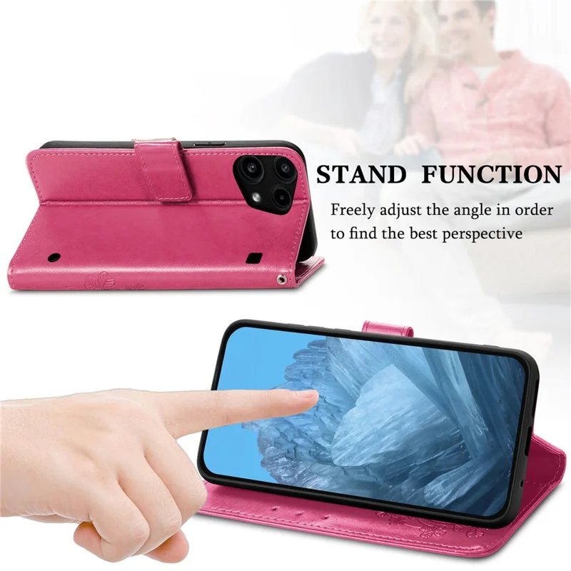 For Nothing Phone (3a) Lite 5G Leather Case Four-Leaf Clover Wallet Phone Cover - Rose