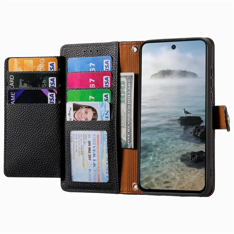 For Nothing Phone (3a) Lite 5G Case RFID Blocking Zipper Pocket Leather Wallet Phone Cover with Strap - Black