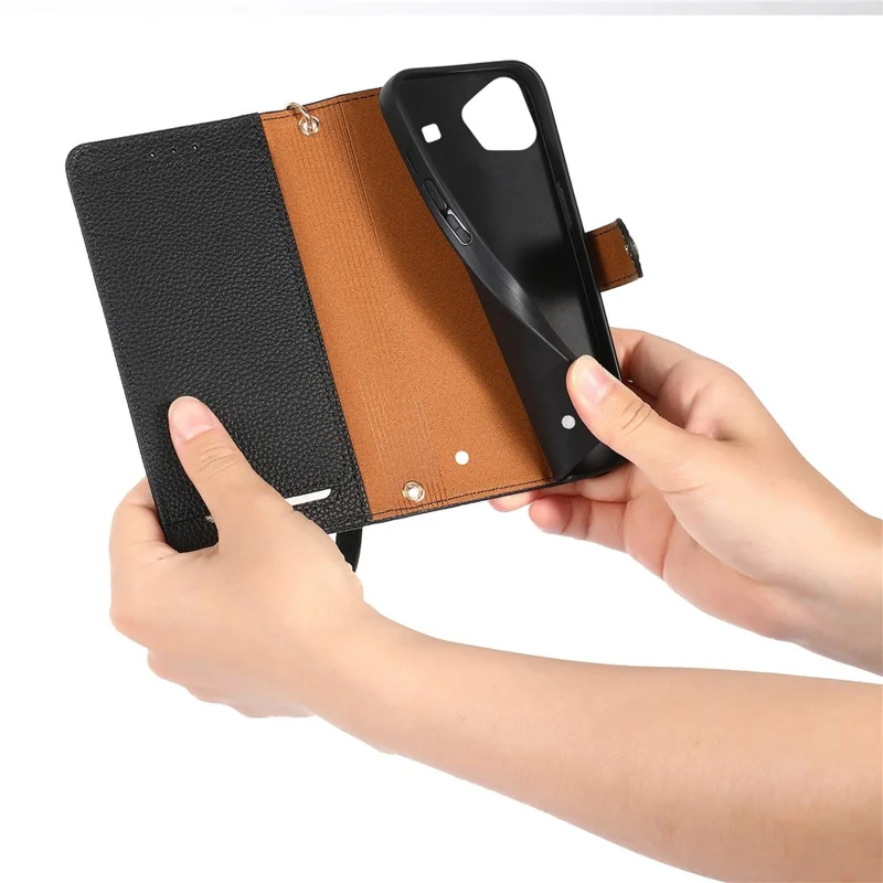 For Nothing Phone (3a) Lite 5G Case RFID Blocking Zipper Pocket Leather Wallet Phone Cover with Strap - Black