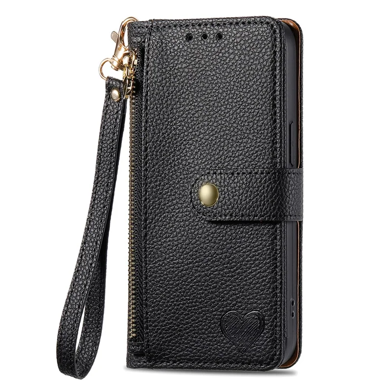 For Nothing Phone (3a) Lite 5G Case RFID Blocking Zipper Pocket Leather Wallet Phone Cover with Strap - Black