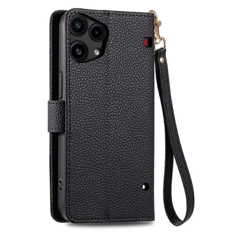 For Nothing Phone (3a) Lite 5G Case RFID Blocking Zipper Pocket Leather Wallet Phone Cover with Strap - Black