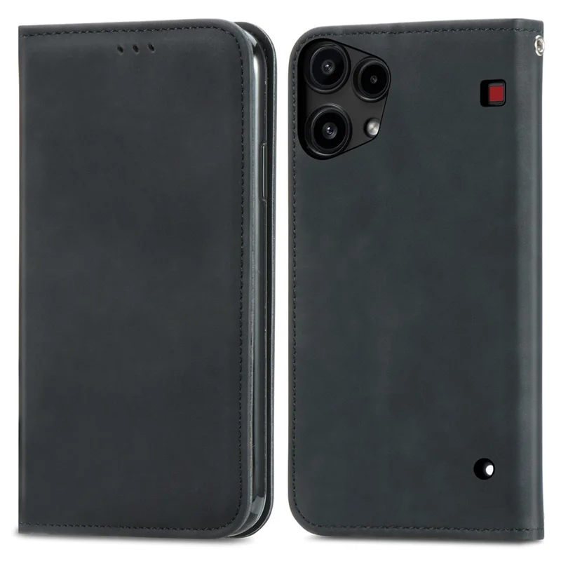 For Nothing Phone (3a) Lite 5G Leather Case with Card Holder Magnetic Absorption Phone Cover - Black