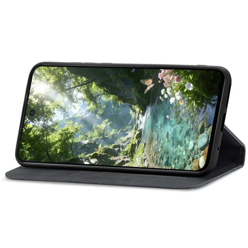 For Nothing Phone (3a) Lite 5G Leather Case with Card Holder Magnetic Absorption Phone Cover - Black