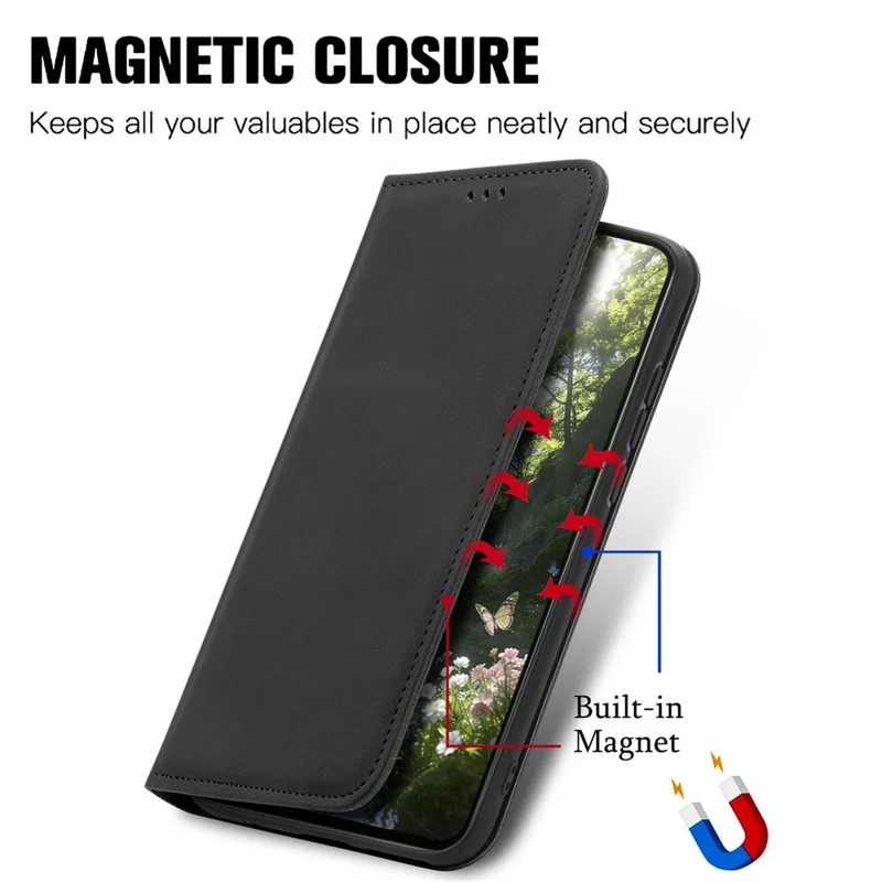 For Nothing Phone (3a) Lite 5G Leather Case with Card Holder Magnetic Absorption Phone Cover - Black