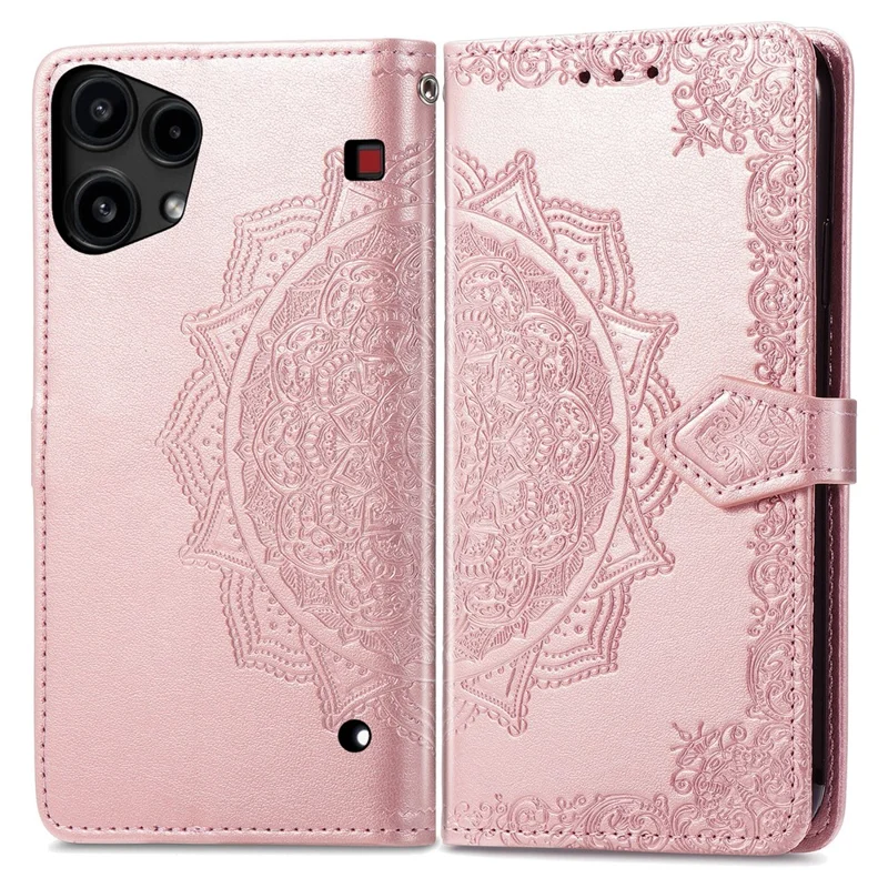 For Nothing Phone (3a) Lite 5G Wallet Case Mandala Flower Leather Phone Cover Stand - Rose Gold