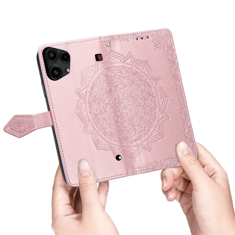 For Nothing Phone (3a) Lite 5G Wallet Case Mandala Flower Leather Phone Cover Stand - Rose Gold