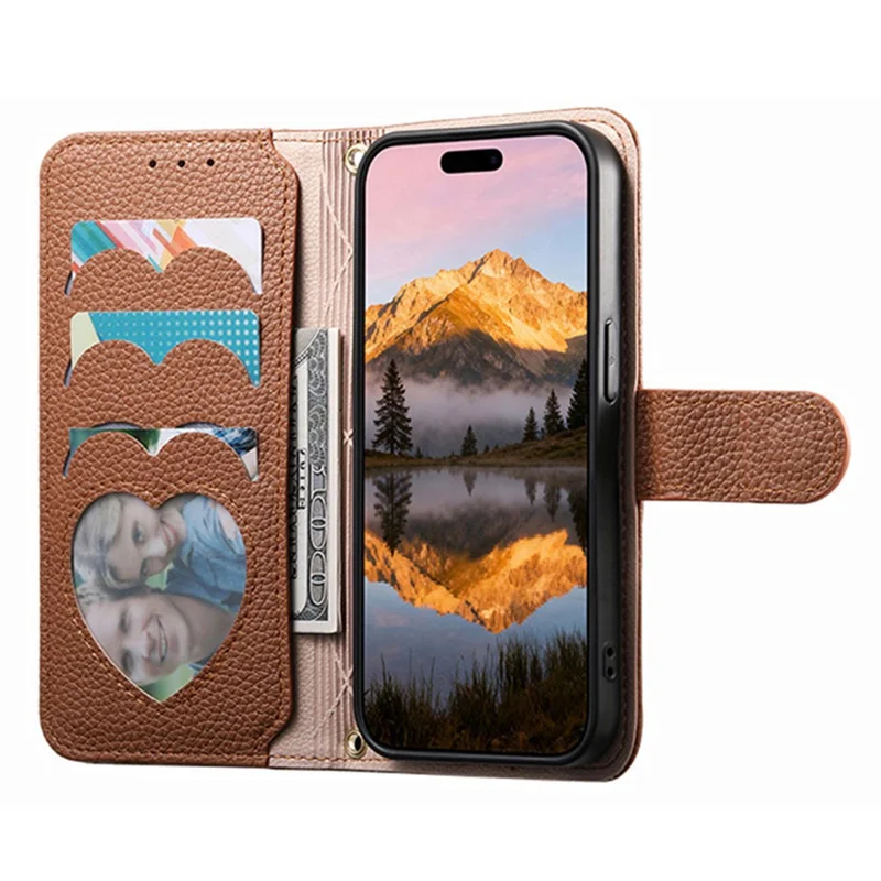For Nothing Phone (3a) Lite 5G Case Zipper Pocket TPU PU Leather Wallet Phone Cover with Strap - Brown