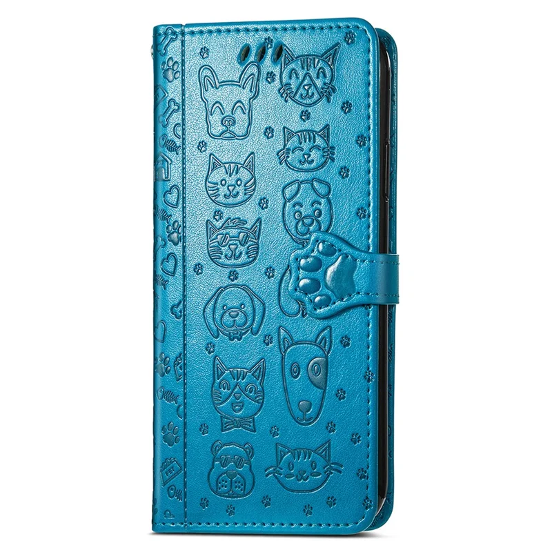 For Nothing Phone (3a) Lite 5G Case Flip Wallet Leather Phone Cover with Cute Cat Dog Pattern - Blue