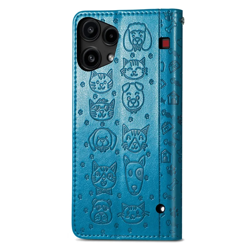 For Nothing Phone (3a) Lite 5G Case Flip Wallet Leather Phone Cover with Cute Cat Dog Pattern - Blue