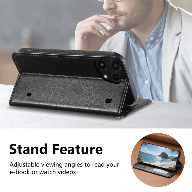 For Nothing Phone (3a) Lite 5G Case Wallet Tri-Color Stitching Leather Phone Cover with Elastic Wristband - Black
