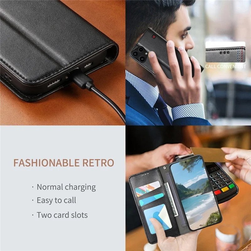 For Nothing Phone (3a) Lite 5G Case Wallet Tri-Color Stitching Leather Phone Cover with Elastic Wristband - Black