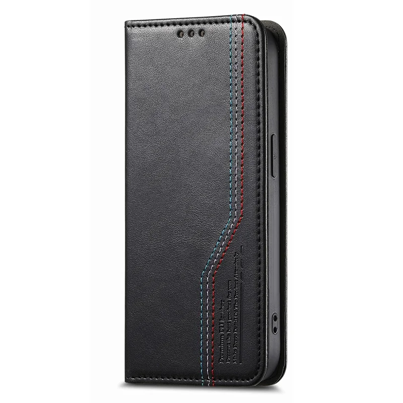 For Nothing Phone (3a) Lite 5G Case Wallet Tri-Color Stitching Leather Phone Cover with Elastic Wristband - Black