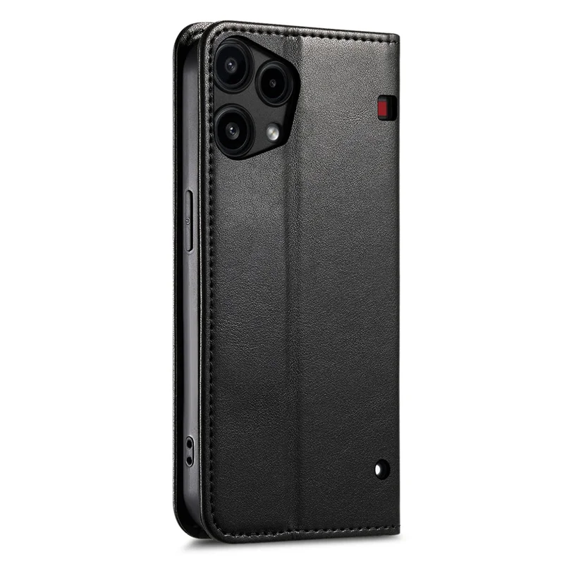 For Nothing Phone (3a) Lite 5G Case Wallet Tri-Color Stitching Leather Phone Cover with Elastic Wristband - Black