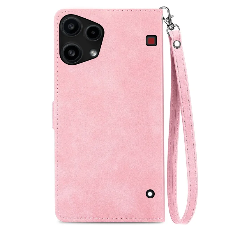 For Nothing Phone (3a) Lite 5G Zipper Wallet Case with Strap Flower Imprint PU Leather Phone Cover - Pink
