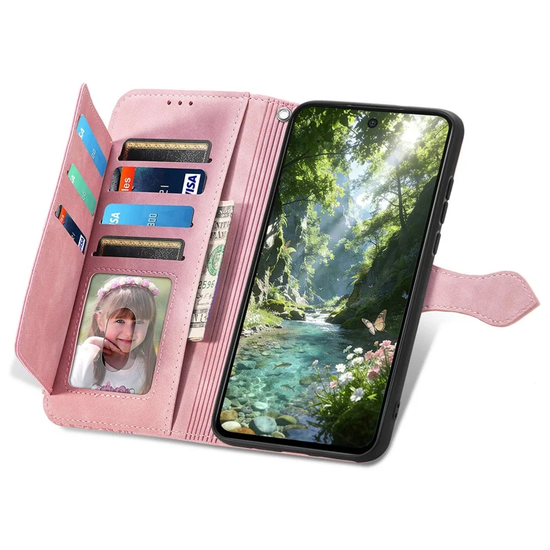For Nothing Phone (3a) Lite 5G Zipper Wallet Case with Strap Flower Imprint PU Leather Phone Cover - Pink