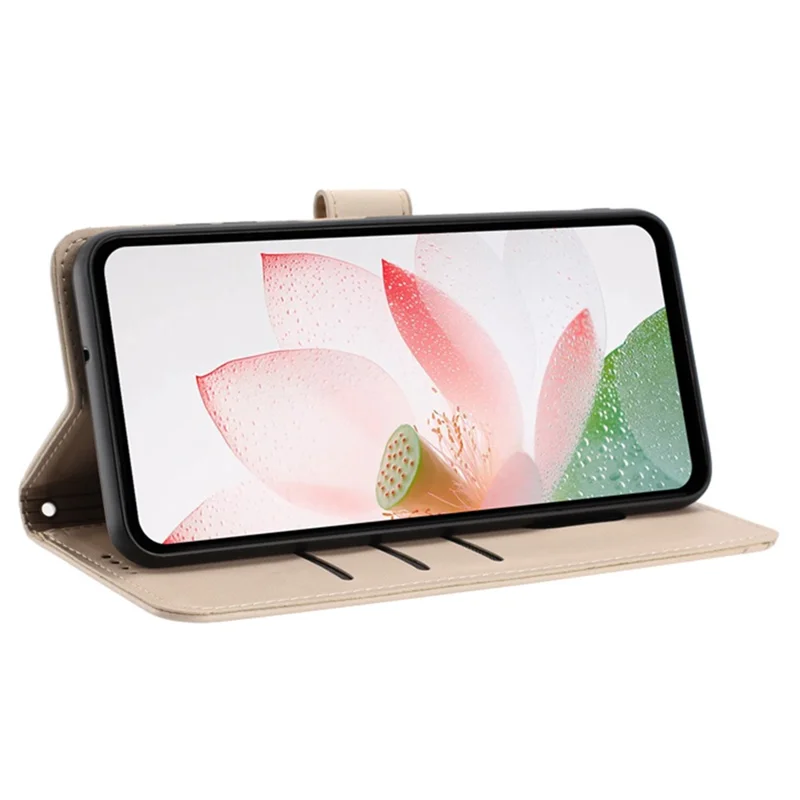 Bulk Purchasing for Xiaomi 17 Wallet Case Lotus Embossed Leather Flip Cover with Wrist Strap - Beige