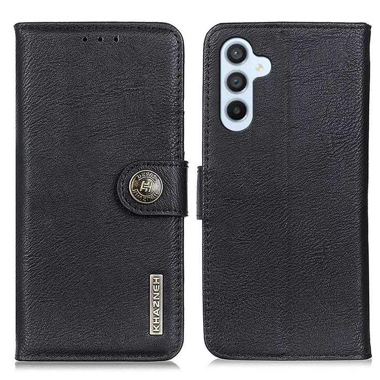 KHAZNEH pour Samsung Galaxy A54 5G Cowhide Texture PU Leather Drop-proof Phone Wallet Case Stand Scratch-resistant Phone Cover Shell - Noir