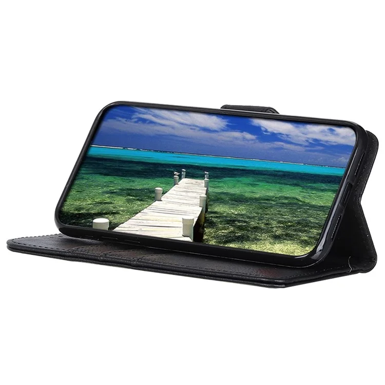 KHAZNEH pour Samsung Galaxy A54 5G Cowhide Texture PU Leather Drop-proof Phone Wallet Case Stand Scratch-resistant Phone Cover Shell - Noir