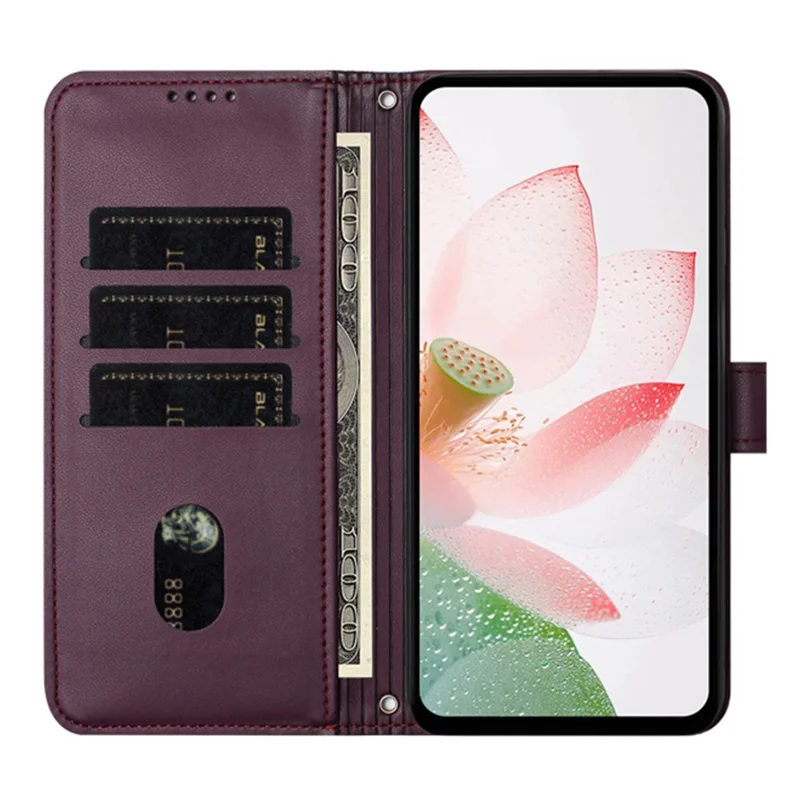 Bulk Purchasing for Xiaomi 15T Wallet Case Lotus Embossed Leather Flip Cover with Wrist Strap - Wine Red